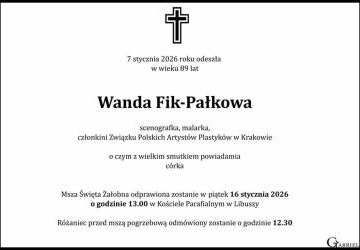 Zmarła Wanda Fik-Pałkowa